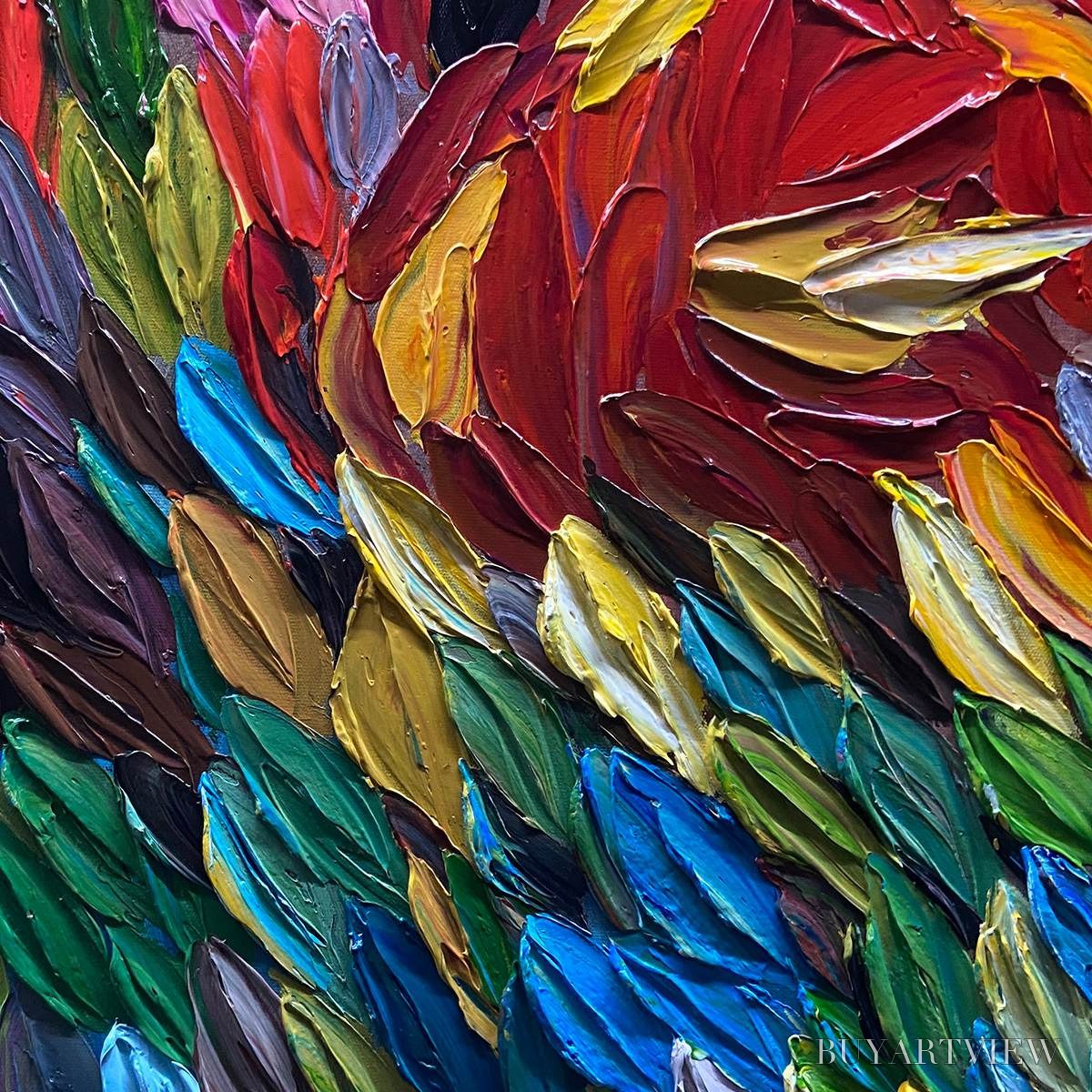 BUYARTVIEW Chroma Whispers – Colorful Abstract Impasto Oil Painting on Canvas - image 3