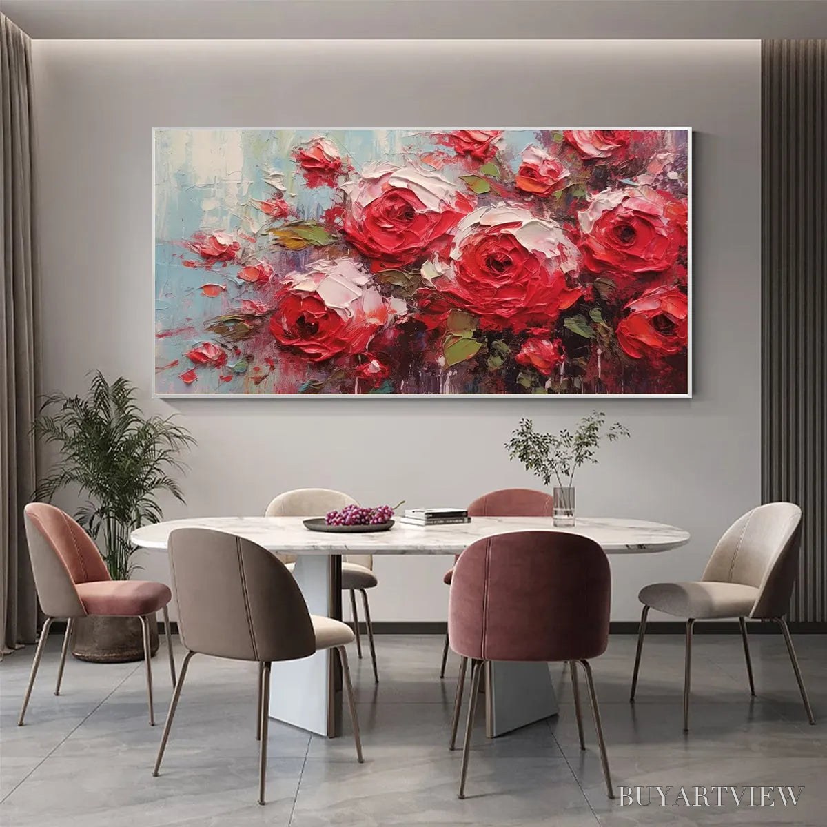 BUYARTVIEW Crimson Rhapsody – Impasto Red Rose Painting - image 2