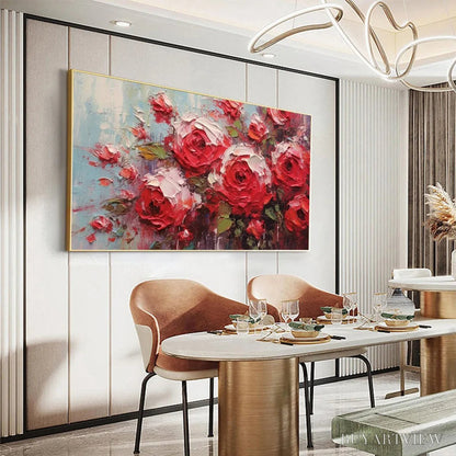 BUYARTVIEW Crimson Rhapsody – Impasto Red Rose Painting - image 4