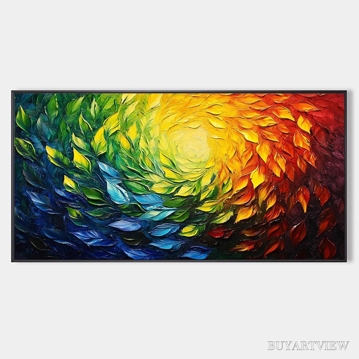 BUYARTVIEW Chroma Spin – Impasto Abstract Oil Painting in Vibrant Rainbow Colors - image 1