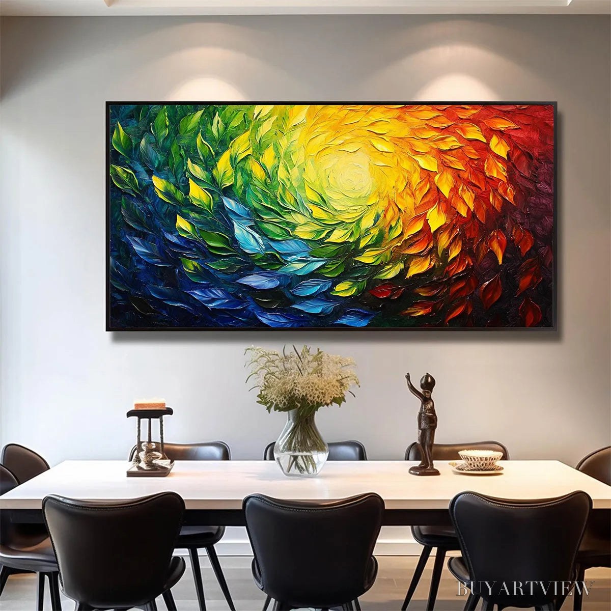 BUYARTVIEW Chroma Spin – Impasto Abstract Oil Painting in Vibrant Rainbow Colors - image 2