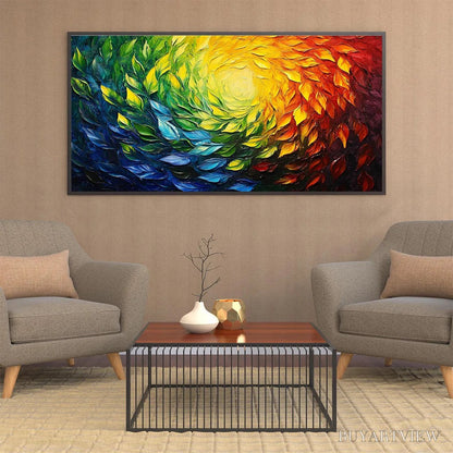 BUYARTVIEW Chroma Spin – Impasto Abstract Oil Painting in Vibrant Rainbow Colors - image 4