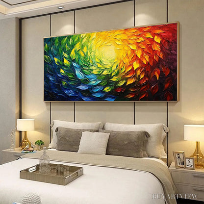 BUYARTVIEW Chroma Spin – Impasto Abstract Oil Painting in Vibrant Rainbow Colors - image 5