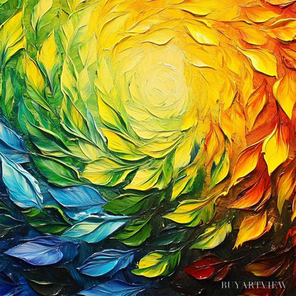 BUYARTVIEW Chroma Spin – Impasto Abstract Oil Painting in Vibrant Rainbow Colors - image 6