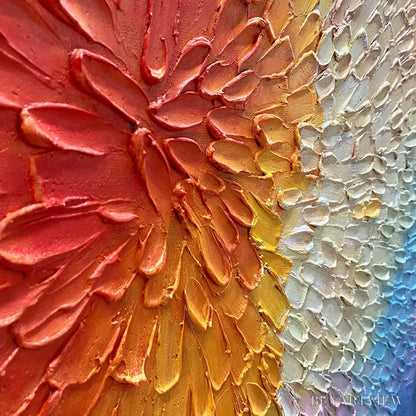 BUYARTVIEW Burst of Color – Square Abstract Impasto Painting, Textured , Orange, Pink, Blue - image 5