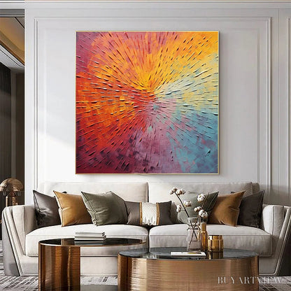 BUYARTVIEW Burst of Color – Square Abstract Impasto Painting, Textured , Orange, Pink, Blue - image 6