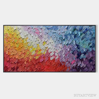 BUYARTVIEW Chromatic Flow – Colorful Abstract Painting, Textured Impasto, Panoramic Canvas, Modern - image 1