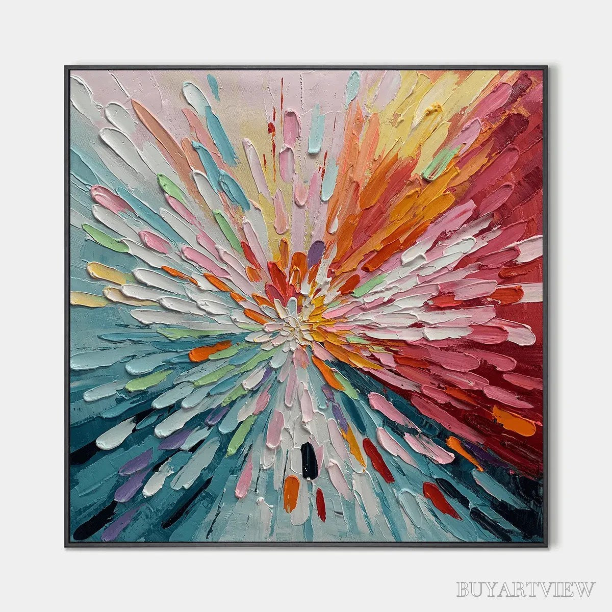 BUYARTVIEW Colorful Abstract Burst Oil Painting - Modern Art - image 1