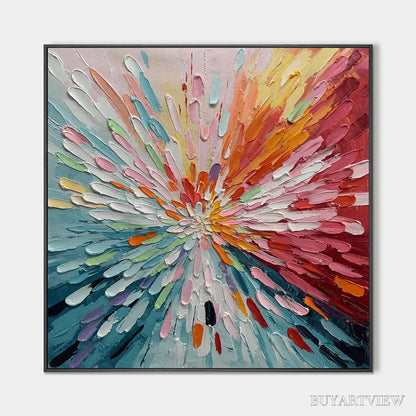 BUYARTVIEW Colorful Abstract Burst Oil Painting - Modern Art - image 1