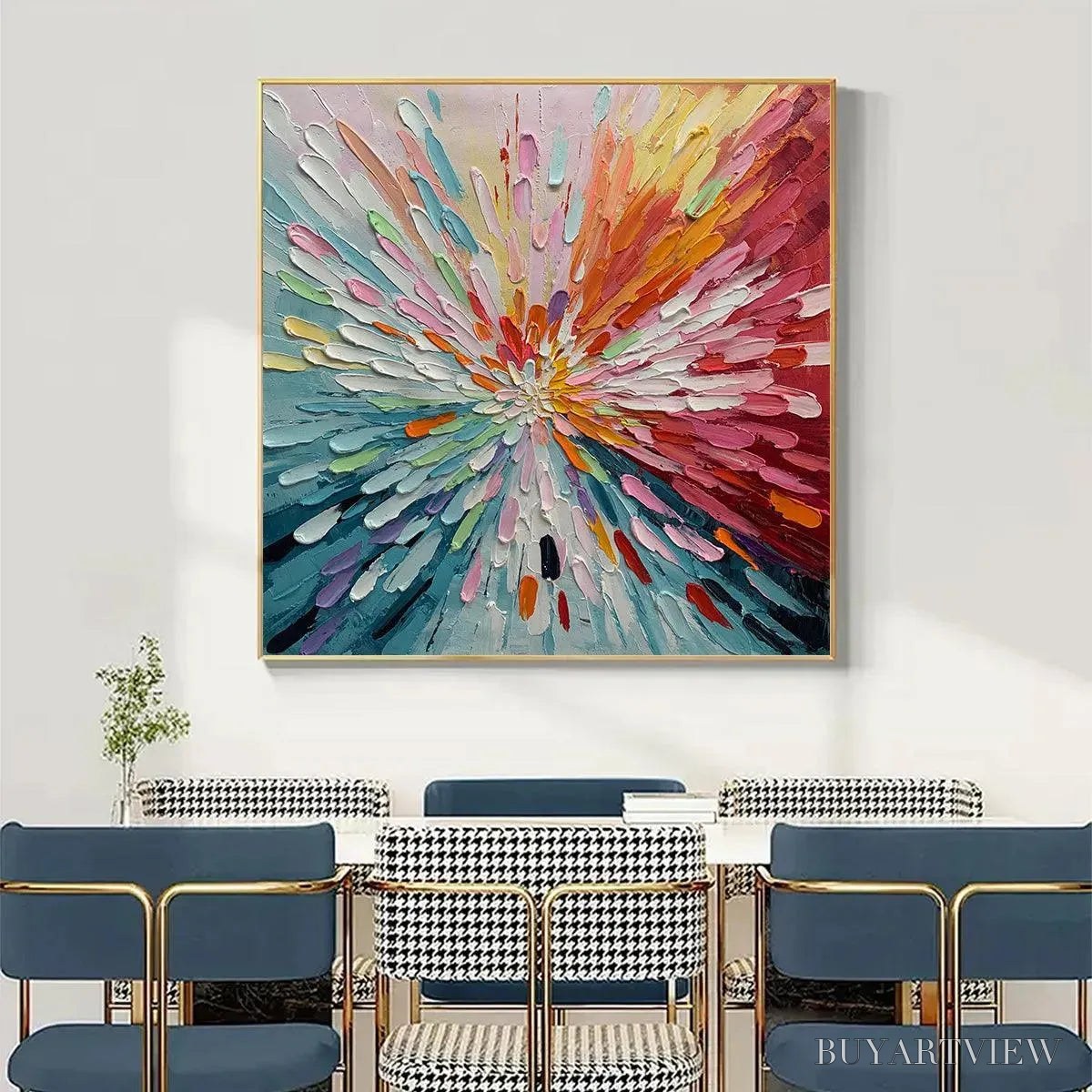 BUYARTVIEW Colorful Abstract Burst Oil Painting - Modern Art - image 2