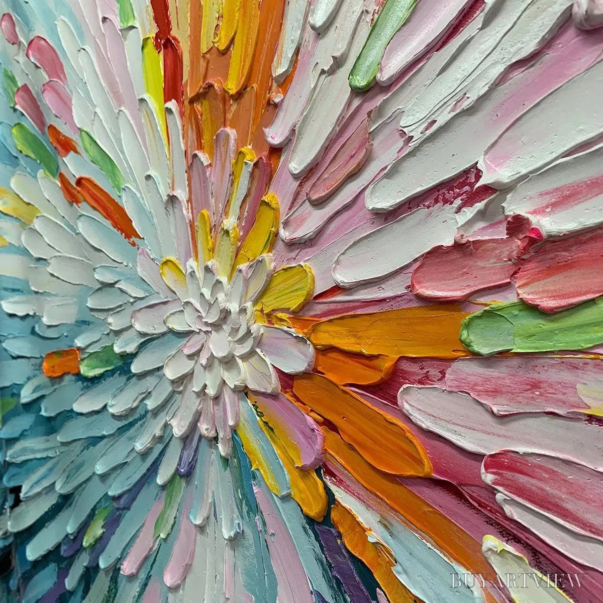BUYARTVIEW Colorful Abstract Burst Oil Painting - Modern Art - image 3
