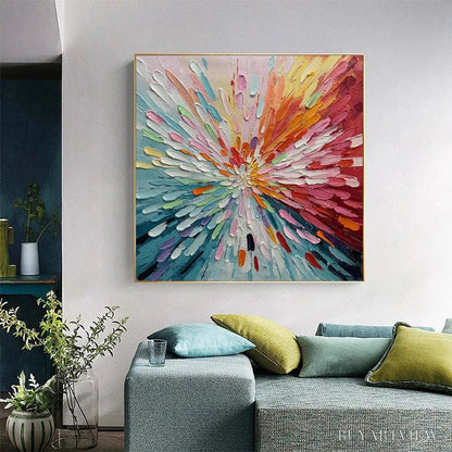 BUYARTVIEW Colorful Abstract Burst Oil Painting - Modern Art - image 4