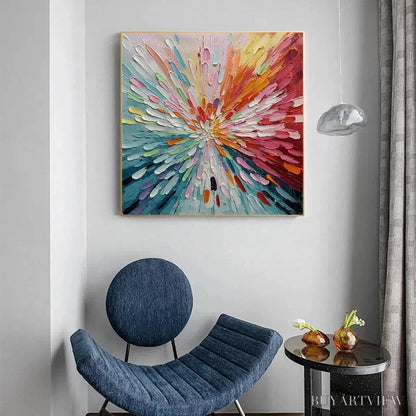 BUYARTVIEW Colorful Abstract Burst Oil Painting - Modern Art - image 5