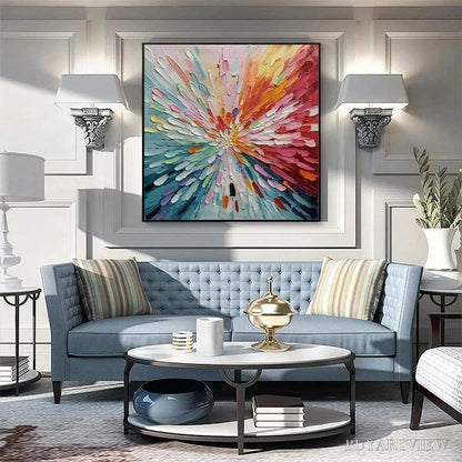 BUYARTVIEW Colorful Abstract Burst Oil Painting - Modern Art - image 6