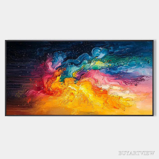BUYARTVIEW Chroma Nova – Panoramic Abstract Rainbow Oil Painting - image 1
