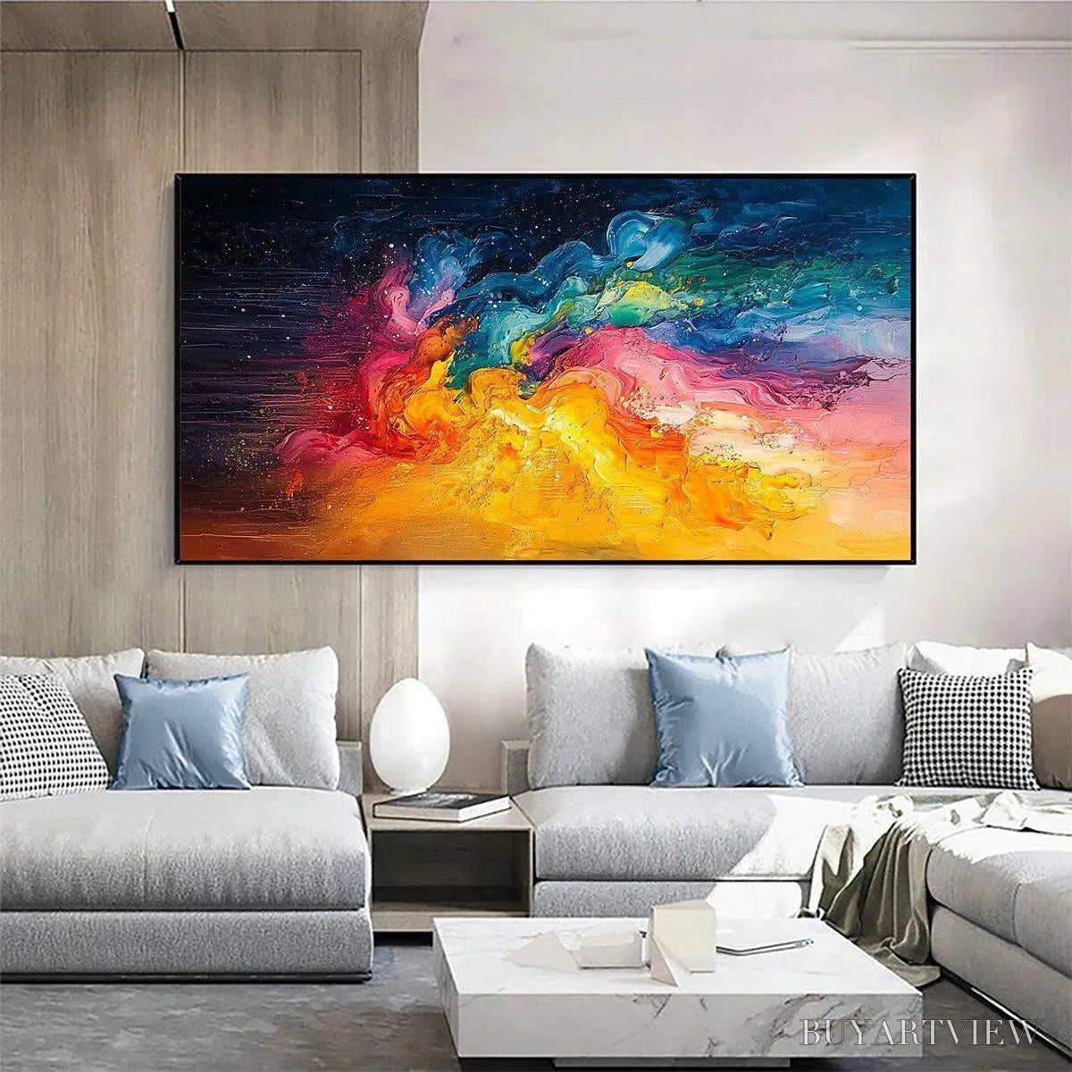 BUYARTVIEW Chroma Nova – Panoramic Abstract Rainbow Oil Painting - image 2