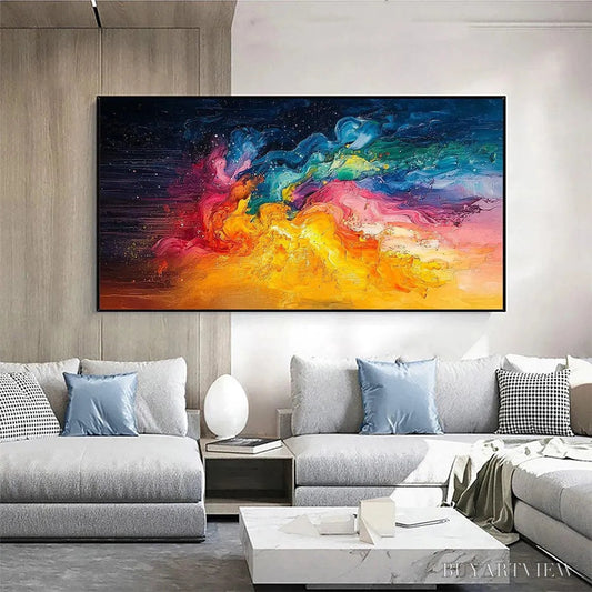 BUYARTVIEW Chroma Nova – Panoramic Abstract Rainbow Oil Painting - image 2