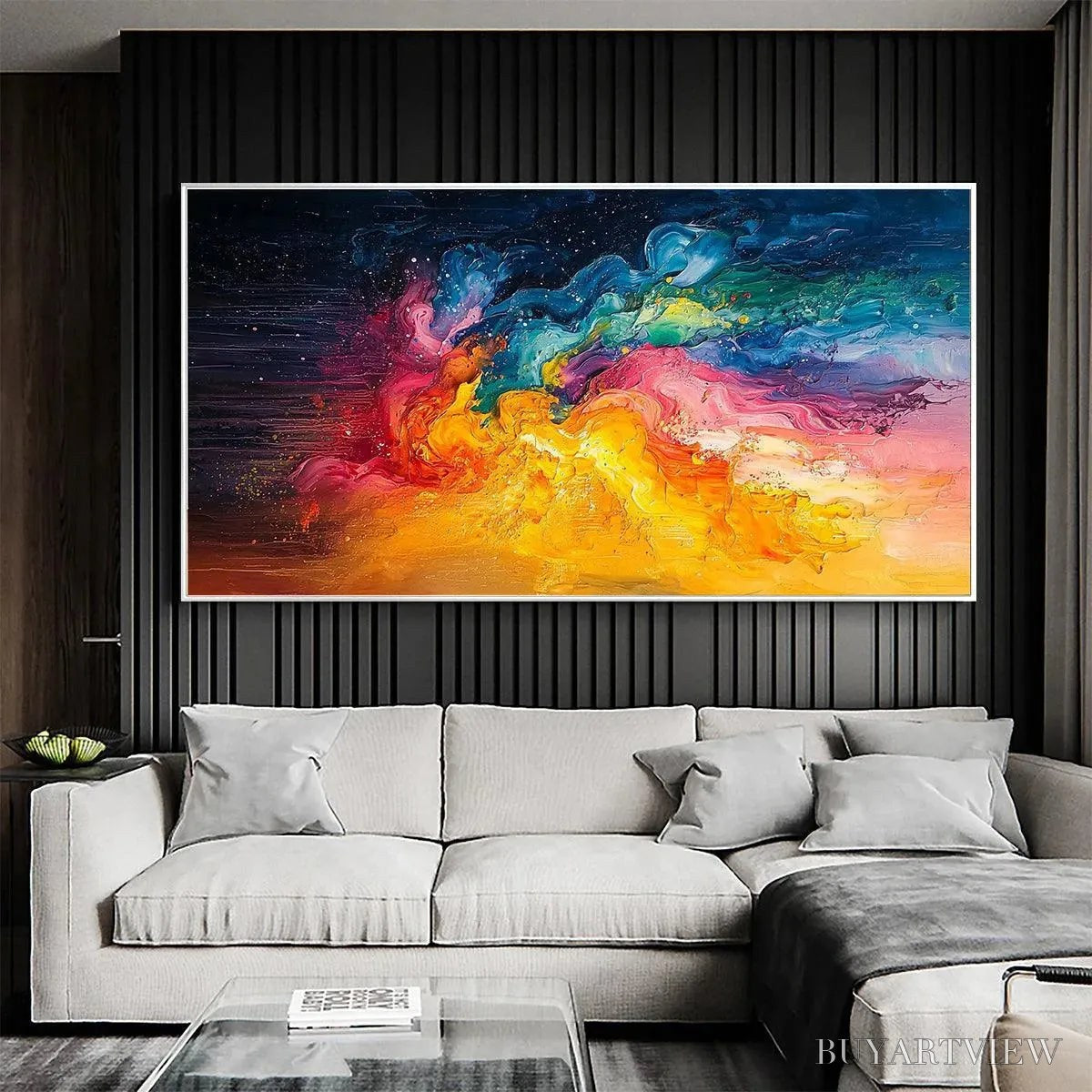 BUYARTVIEW Chroma Nova – Panoramic Abstract Rainbow Oil Painting - image 4