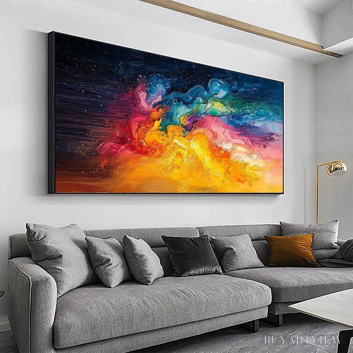 BUYARTVIEW Chroma Nova – Panoramic Abstract Rainbow Oil Painting - image 5