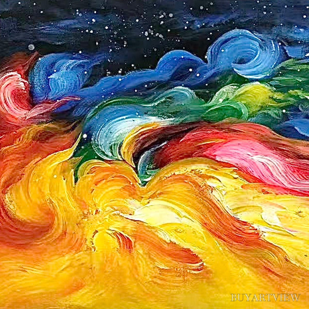 BUYARTVIEW Chroma Nova – Panoramic Abstract Rainbow Oil Painting - image 6