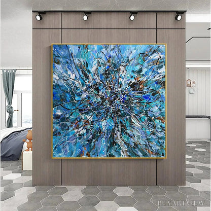 BUYARTVIEW Azure Exploration – Abstract Blue and Black Oil Painting - image 5