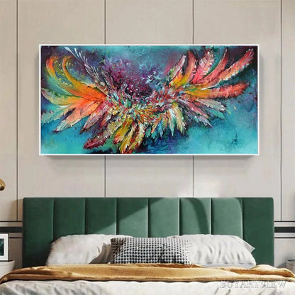 BUYARTVIEW Plumage Fire – Vibrant Abstract Feather Oil Painting - image 6