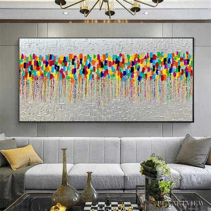 BUYARTVIEW Colorfall – Vibrant Abstract Oil Painting on Silver Leaf - image 5