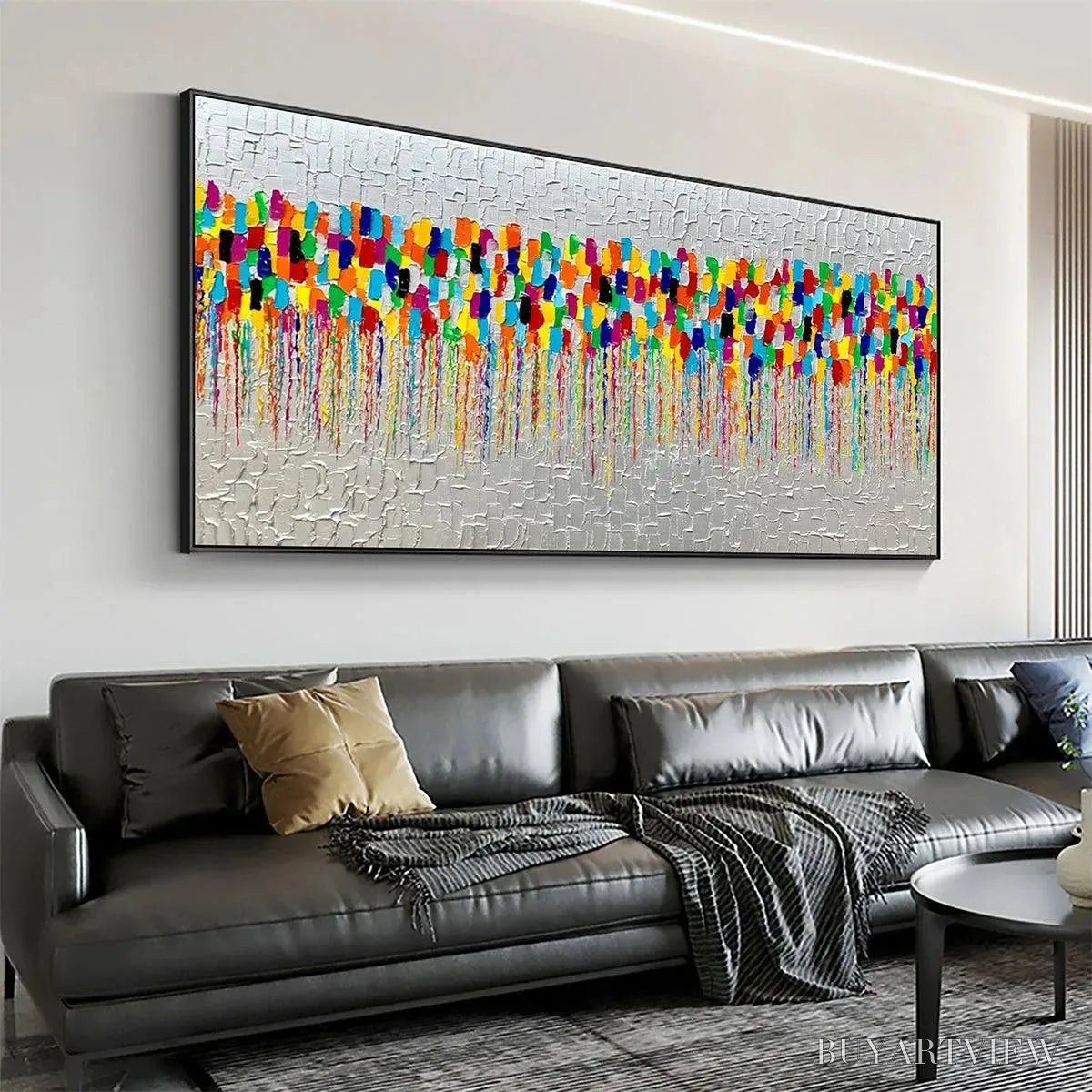 BUYARTVIEW Colorfall – Vibrant Abstract Oil Painting on Silver Leaf - image 6