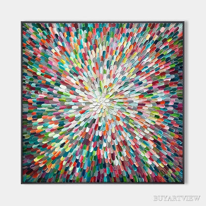 BUYARTVIEW Radiant Bloom – Colorful Abstract Impasto Oil Painting - image 1