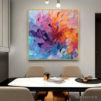 BUYARTVIEW Colorful Whirl – Textured Abstract Painting, Impasto , Square Canvas, Modern Decor - image 5