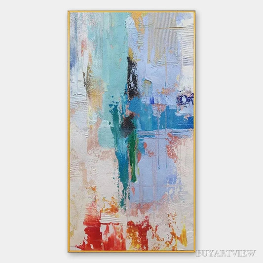 BUYARTVIEW Abstract Symphony – Textured Painting, Colorful , Modern Abstract, Vertical Canvas - image 1