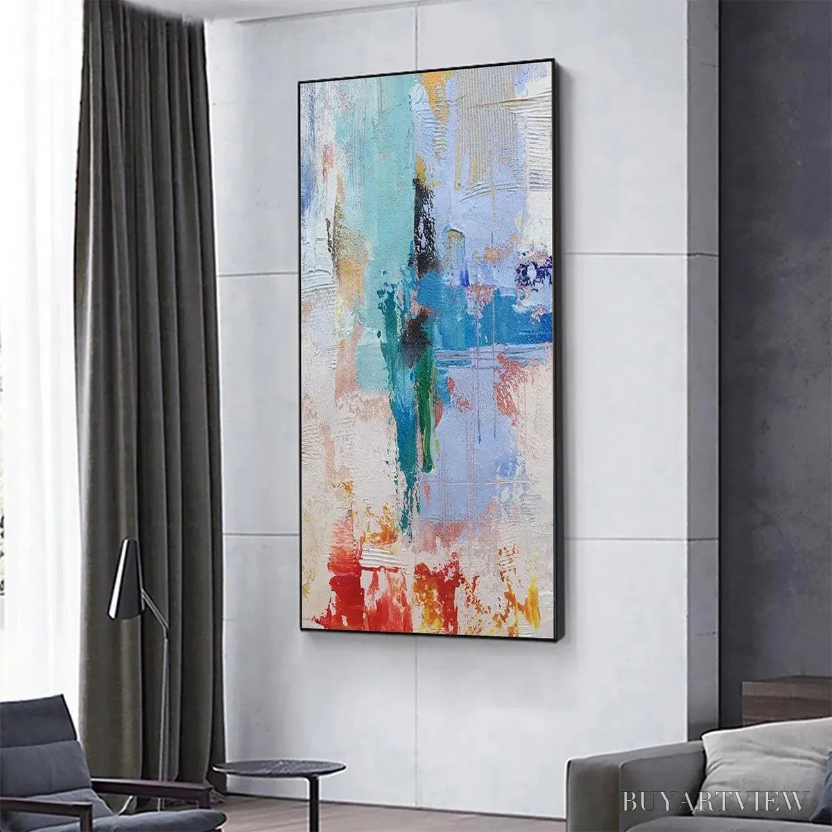 BUYARTVIEW Abstract Symphony – Textured Painting, Colorful , Modern Abstract, Vertical Canvas - image 4