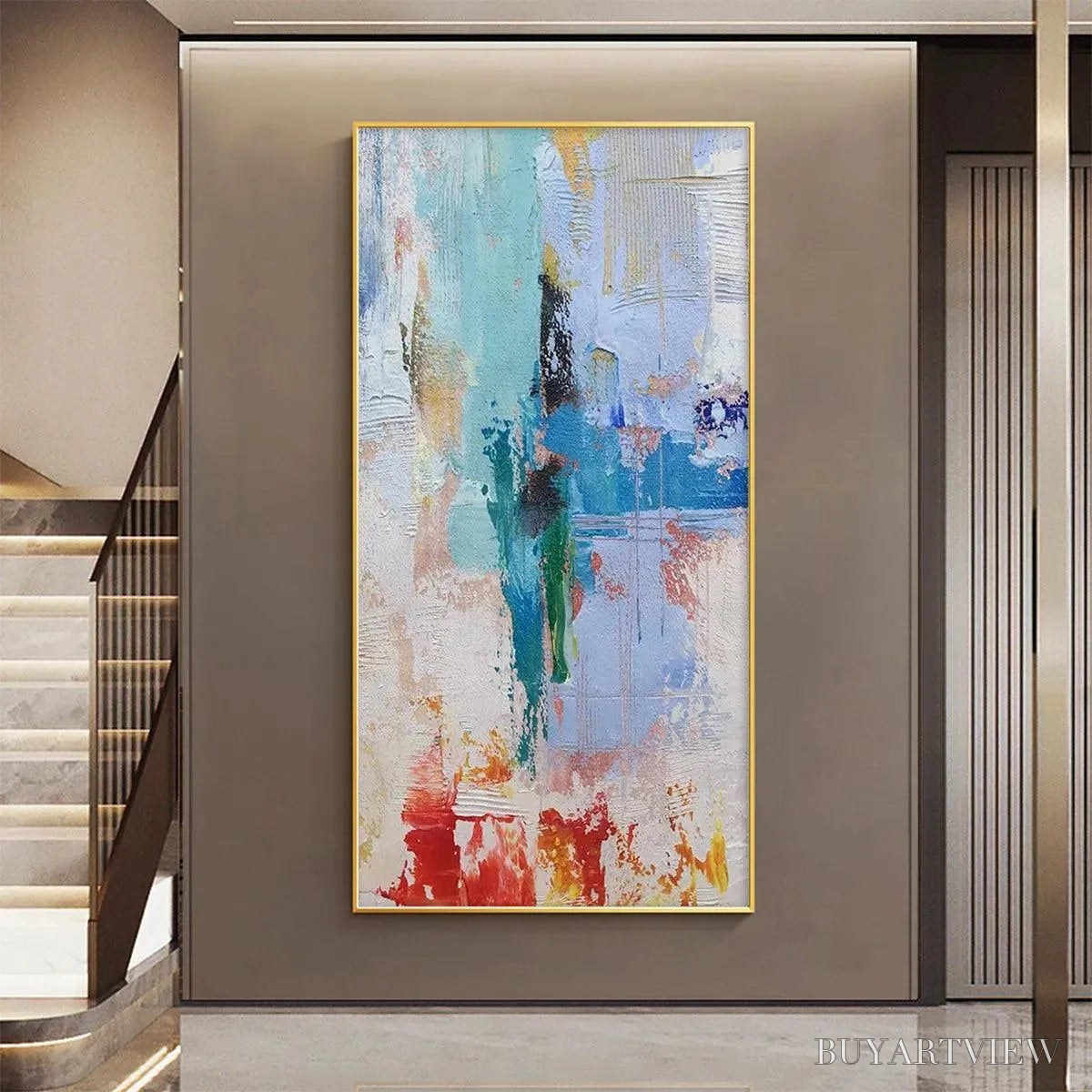 BUYARTVIEW Abstract Symphony – Textured Painting, Colorful , Modern Abstract, Vertical Canvas - image 5
