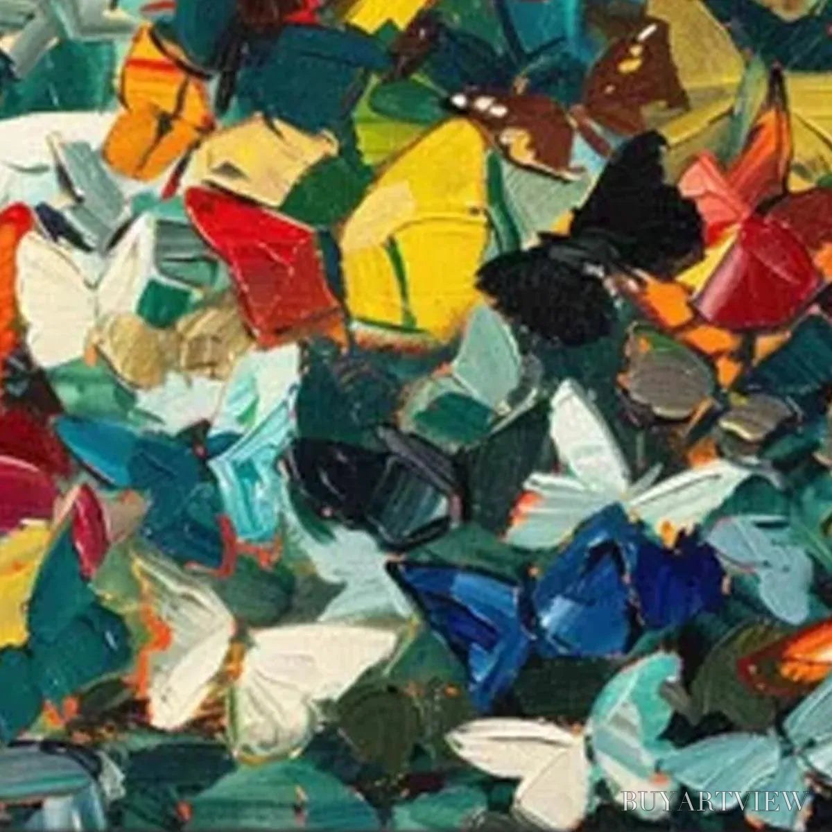 BUYARTVIEW Butterfly Whirlwind Panoramic – Butterfly Painting, Panoramic , Colorful Impasto Decor - image 3
