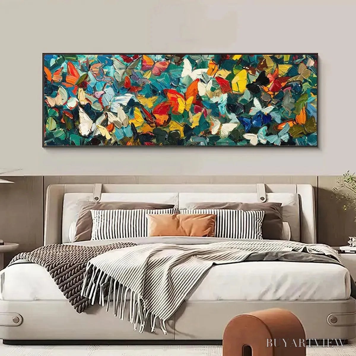 BUYARTVIEW Butterfly Whirlwind Panoramic – Butterfly Painting, Panoramic , Colorful Impasto Decor - image 4