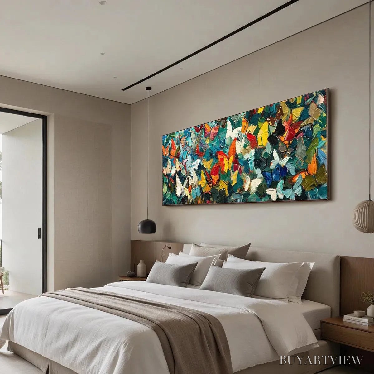 BUYARTVIEW Butterfly Whirlwind Panoramic – Butterfly Painting, Panoramic , Colorful Impasto Decor - image 5