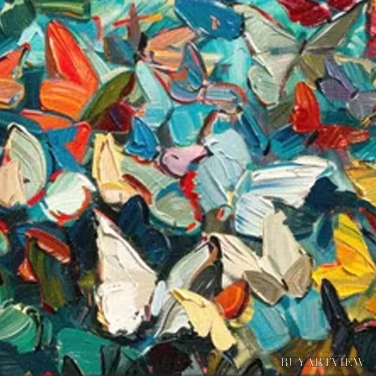 BUYARTVIEW Butterfly Whirlwind Panoramic – Butterfly Painting, Panoramic , Colorful Impasto Decor - image 6