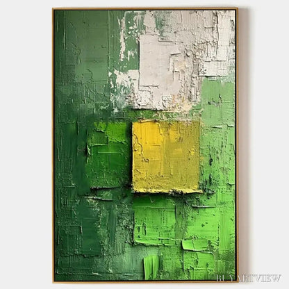 BUYARTVIEW Textured Green and Yellow – Textured Abstract Painting, Vertical - image 1