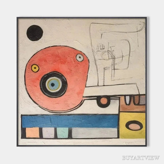 BUYARTVIEW Playful Truck – Whimsical Abstract Painting, Square - image 1