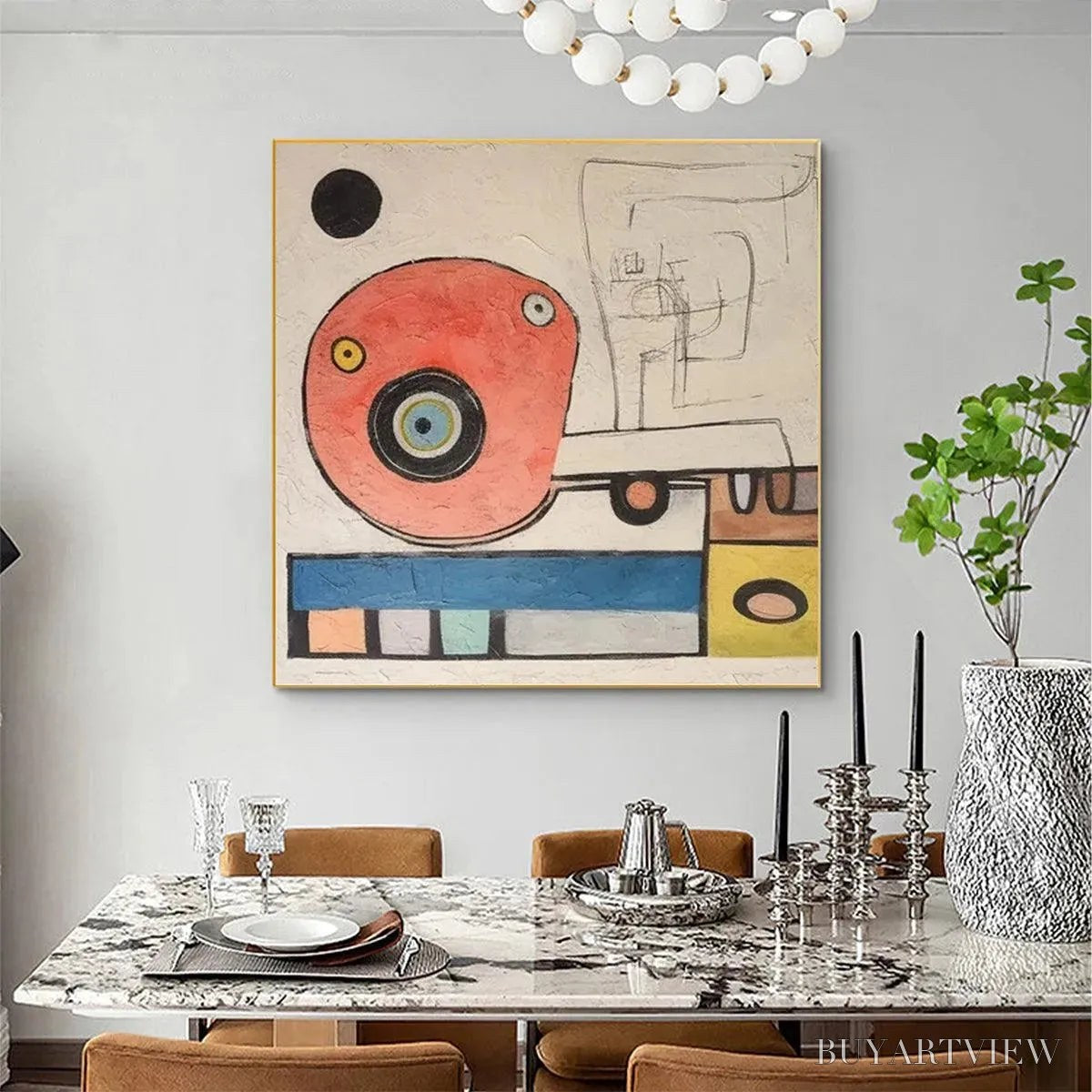 BUYARTVIEW Playful Truck – Whimsical Abstract Painting, Square - image 4