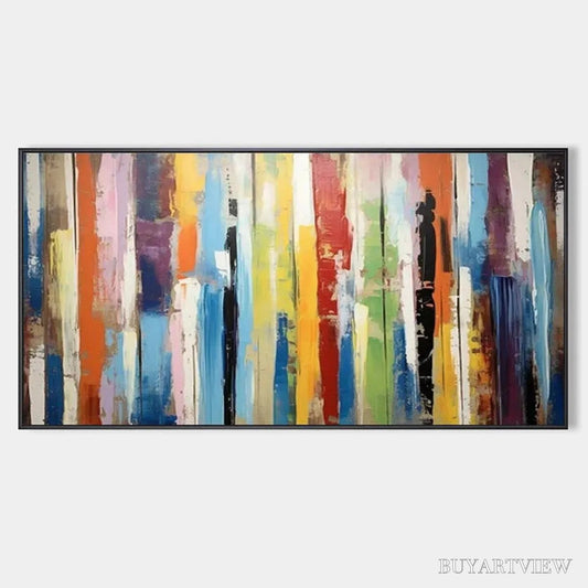 BUYARTVIEW Color Harmony – Abstract Painting with Colorful Vertical Stripes - image 1