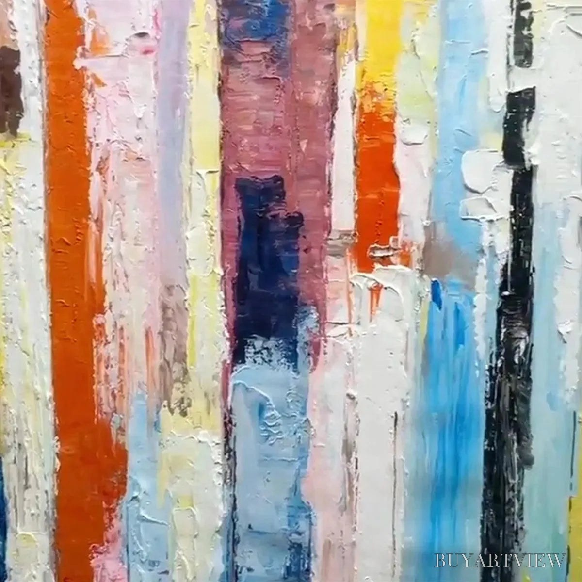 BUYARTVIEW Color Harmony – Abstract Painting with Colorful Vertical Stripes - image 3