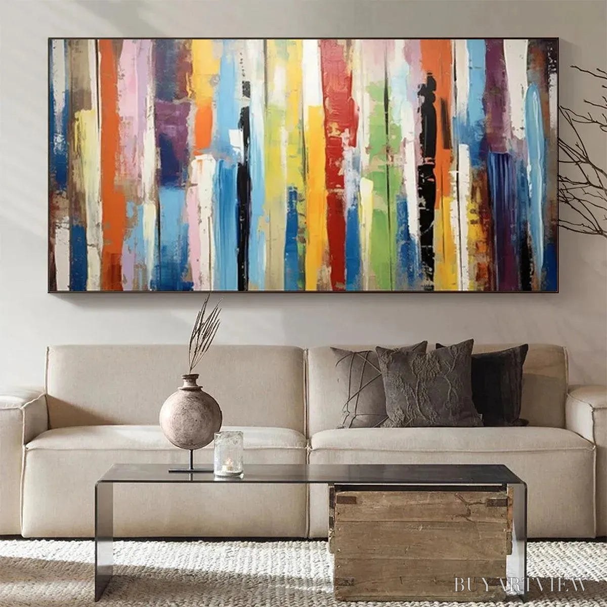 BUYARTVIEW Color Harmony – Abstract Painting with Colorful Vertical Stripes - image 4