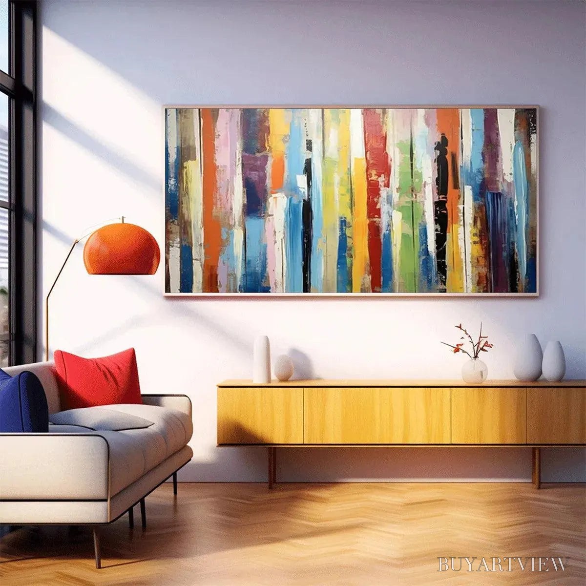 BUYARTVIEW Color Harmony – Abstract Painting with Colorful Vertical Stripes - image 6