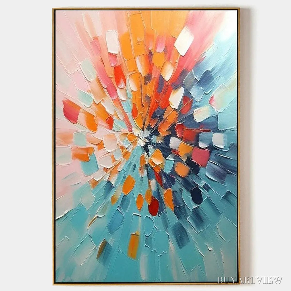 BUYARTVIEW Radiant Burst – Textured Abstract Impasto Painting, Vertical - image 1