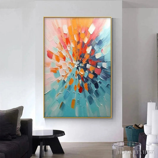 BUYARTVIEW Radiant Burst – Textured Abstract Impasto Painting, Vertical - image 2