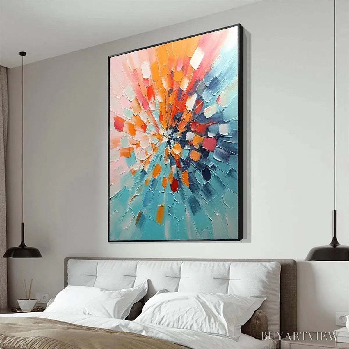 BUYARTVIEW Radiant Burst – Textured Abstract Impasto Painting, Vertical - image 4