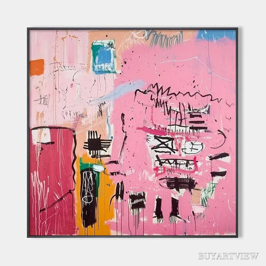 BUYARTVIEW Pink Expression – Abstract Expressionist Painting, Pink - image 1