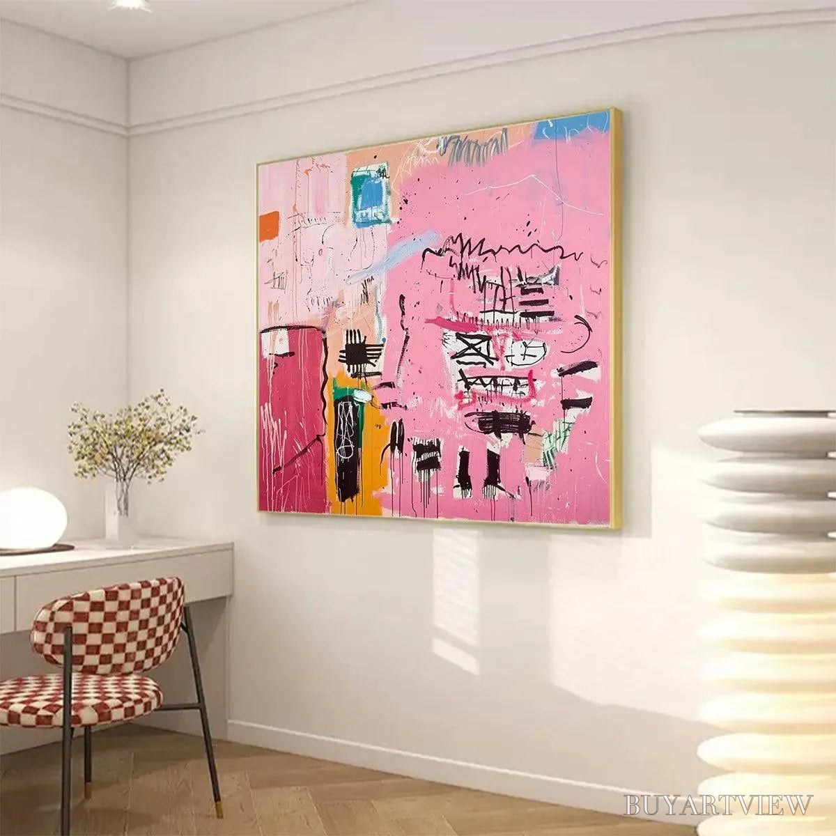 BUYARTVIEW Pink Expression – Abstract Expressionist Painting, Pink - image 2
