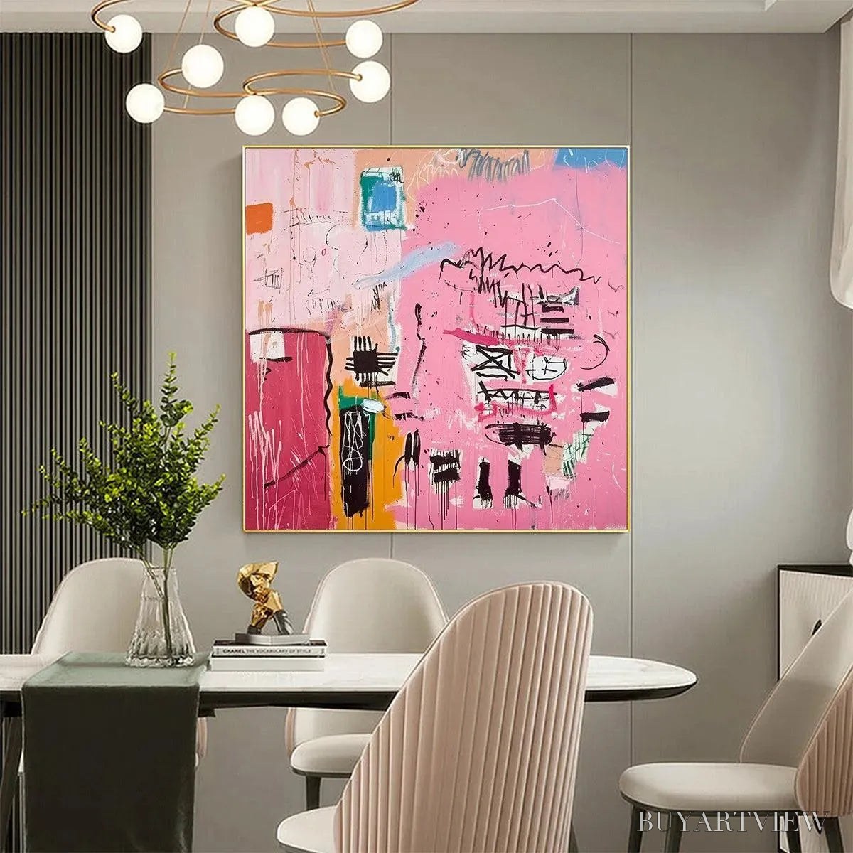 BUYARTVIEW Pink Expression – Abstract Expressionist Painting, Pink - image 4